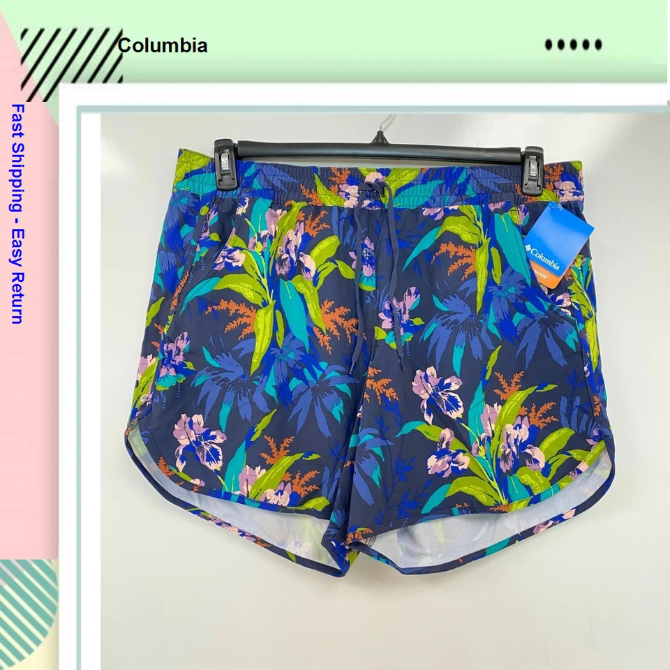 Columbia Women's Omni-Shade Floral Stretch Ins. 6" Court Short Navy 3X