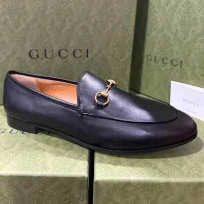 Mocasines para mujer GUCCI Jordaan de cuero negros talla 41,5. NWB MRSP $990 Foto 1 de 4