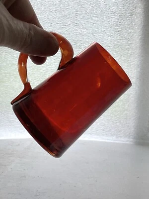 Antique 19th Century Ruby Red Glass Blown Mug Stained Flashed - Image 1 of 4