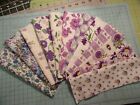 12 Purple Vintage Feedsack Fabric Sampler Quilts or Crafting 8 by 5