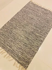 Alfombras Durrie reversibles lavables ricas algodón ecológicas azul gris 60x90 cm - Imagen 1 de 6