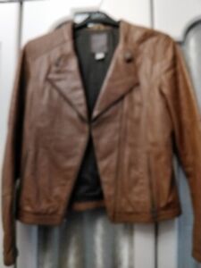 Ladies Tan/Brown Timberland Jacket Size L Genuine Soft Lambskin Leather Ex Cond.