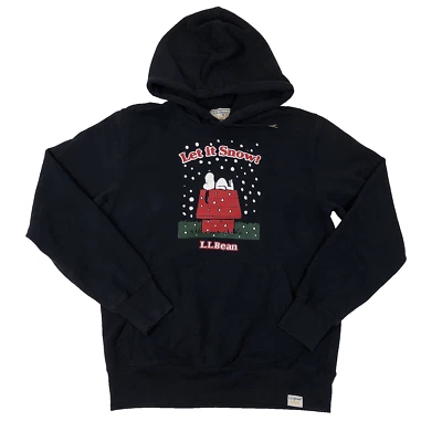 LL Bean X Peanuts Snoopy Invierno Nieve Negro Sudadera con Capucha Talla Pequeña Foto 1 de 4
