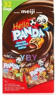 Paquete de venta de galletas rellenas de crema de chocolate Meiji Hello Panda 32 ct 24 oz Foto 1 de 4
