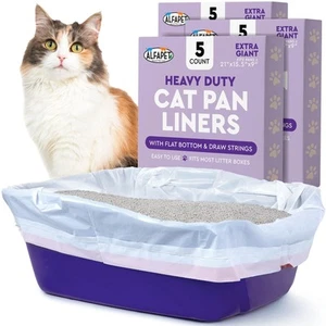 Alfapet Heavy Duty Flat Bottom Cat Litter Box Liners - Extra Giant 15 Count -... - Picture 1 of 9