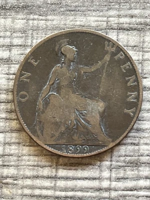 Moneda real de 1 centavo de Reino Unido de 1899 Gran Bretaña TB8082* Foto 1 de 2