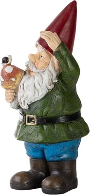 Alpine Corporation 12" Tall Outdoor Garden Gnome with Mushroom Yard Statue De... - Image 1 of 4