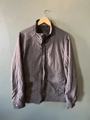 Chaqueta Prana Para Hombres Gris Manga Larga Cremallera Completa Abotonada Exterior Talla Grande Foto 1 de 3