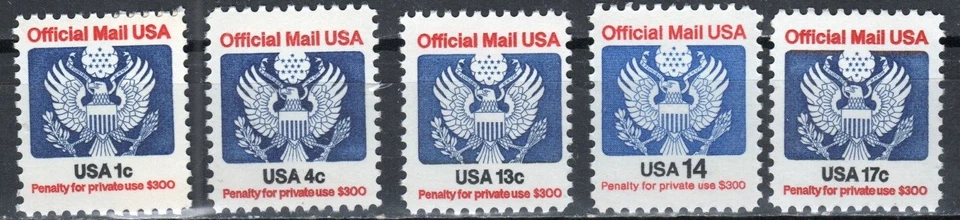 US Scott #O127 - O130 Five Official Singles, MNH - Image 1 of 1