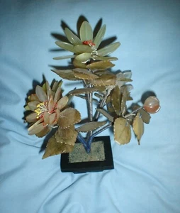 Antique Chinese Jade & Other Hard Stone Florals - Picture 1 of 7