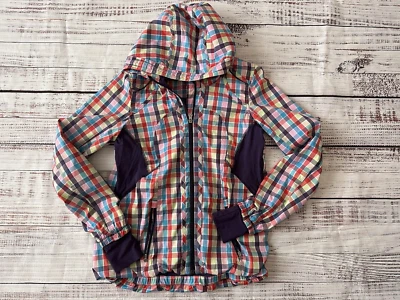 Rare Lululemon Downtime Jacket 2014 Seawheeze in Pass Me Plaid Sz 4 Hooded - Imagem 1 de 4