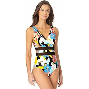 $98 Anne Cole Mesh Insert Over The Shoulder Triangle One-Piece Size 16 (NO PADS) - Picture 1 of 2