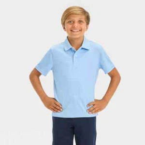 Boys' Short Sleeve Performance Uniform Polo Shirt Cat & Jack™ Light Blue - Picture 1 of 3
