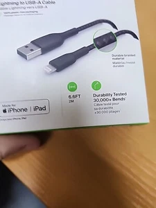 Belkin BOOST CHARGE Braided Lightning to USB-A ChargeSync Cable 6.6 ft. Black - Picture 1 of 5