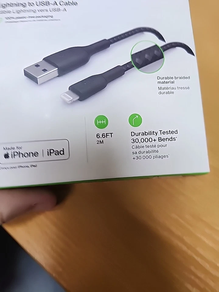 Belkin BOOST CHARGE Braided Lightning to USB-A ChargeSync Cable 6.6 ft. Black - Image 1 of 4