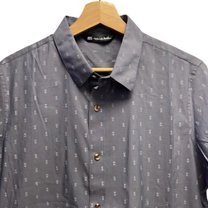 Travis Mathew NEW Mens Size M Button Front Gray Geometric Cotton/Nylon S/S Shirt - Picture 1 of 5