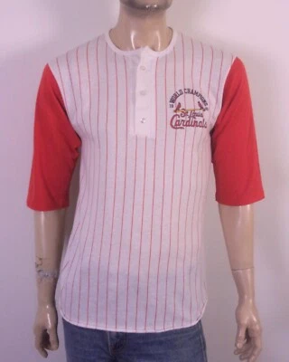 vintage 80s RARE Artex St. Louis Cardinals Henley T-Shirt 1982 World Series SZ L - Image 1 of 4