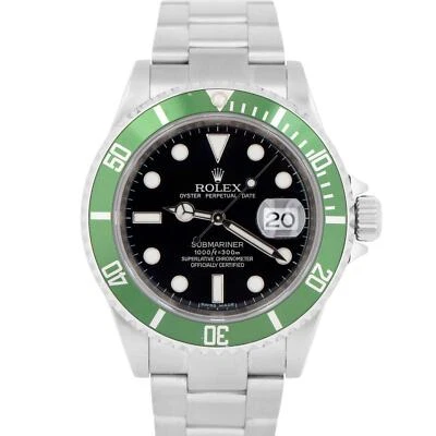 MINT 2008 PAPERS Rolex Submariner Date 40mm KERMIT Green Stainless 16610 LV BOX - Image 1 of 4