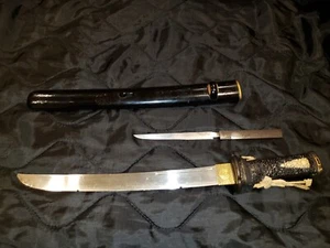 Unique Silver Blade Antique Japanese Nihonto Wakizashi Sword With Gold Habaki - Picture 1 of 24