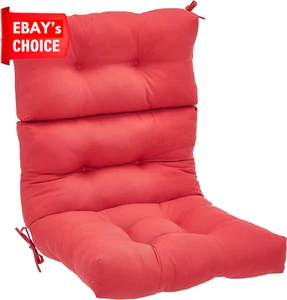 Tufted Outdoor High Back Patio Chair Cushion Comfortable Red Design - Picture 1 of 12