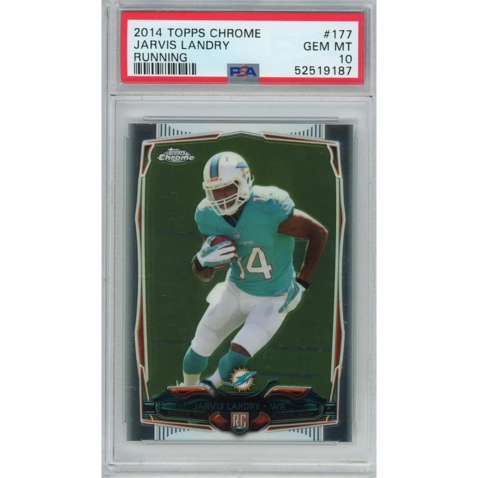 Graded 2014 Topps Chrome JARVIS LANDRY #177 Running Rookie RC Card PSA 10 Mint - Image 1 of 2