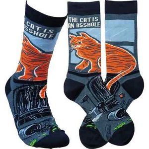Calcetines Crew Cat is an *sshole Unisex Talla M/L Primitivos de Kathy Moda Nuevos - Imagen 1 de 1