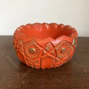 Vintage MCM Orange Gold Keramik Schale Übertopf - Bild 1 von 8
