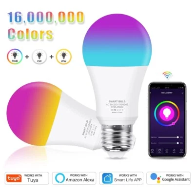 15W 18W Tuya WiFi smart light Bulb E27 led RGBWC lamp RGB Dimmable APP Control - Image 1 of 4