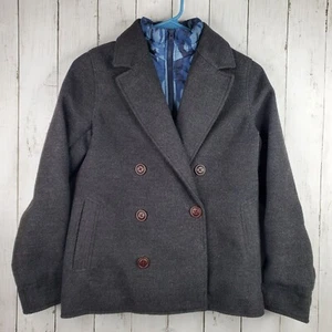 Abercrombie Kids Double Breasted Blazer Coat 11/12 Grey Camo Lined Zip Button - Picture 1 of 16
