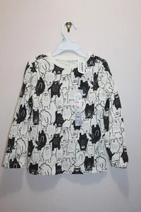 OLD NAVY BOYS LONG SLEEVE TOP 100% COTTON CREW NECK BEARS BLACK & WHITE SIZE 5T - Picture 1 of 2