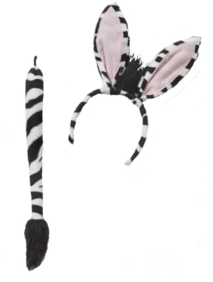 FORUM DELUXE ZEBRA PLUSH ANIMAL SET EARS & TAIL UNISEX COSTUME ACCESSORY 68932 - Image 1 of 3