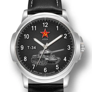 T-34 SOWJETISCHER RUSSISCHER PANZER 2. WELTKRIEG UDSSR HERREN ARMBANDUHR WEIHNACHTSGESCHENK - Bild 1 von 14