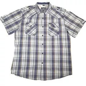 DAVID BITTON BUFFALO Men's Size Large Short Sleeve Plaid Button up Shirt - Picture 1 of 14
