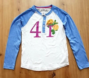 H&M Mädchen Langarmshirt 122/128 –„41“ & Blume – Floraler Print-Zustand sehr gut - Bild 1 von 3
