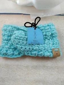 HANDMADE CROCHETED HEADBAND INNER WEAVE INFANT SIZE BLUE - Picture 1 of 4