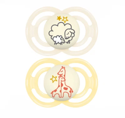 MAM Perfect Night Orthodontic Pacifier Glow in the Dark  2-Pack Size 6-16 Months - Image 1 of 4