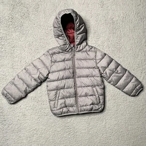 Puffer Coat Jacket Youth Small Size 5-7 Boys Girls Polyester Fill Hooded Gray - Picture 1 of 19