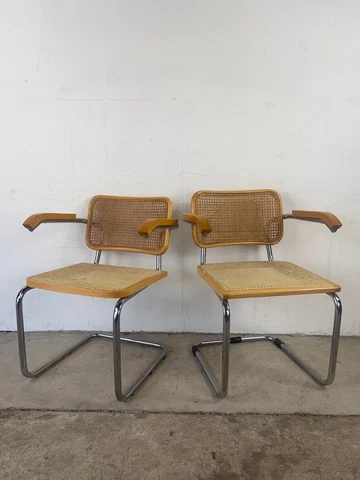 Pair of Mid Century Italian Cesca Arm Chairs Cover