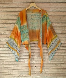 Krepp beige Wickel Top Krawatte Bluse Boho Crop Tops Kleid Mädchen Damen Kleidung PSW1510 - Bild 1 von 8