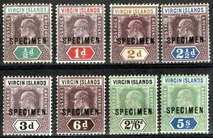 [mag670] BRITISH VIRGIN ISLANDS 1904 SG#54/59 + #61/2 MNG *SPECIMEN* - Picture 1 of 2