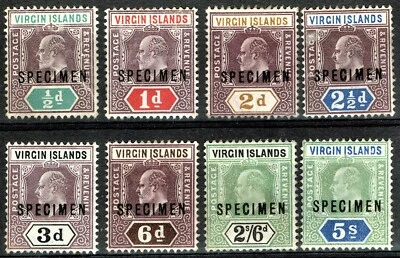 [mag670] BRITISH VIRGIN ISLANDS 1904 SG#54/59 + #61/2 MNG *SPECIMEN* - Image 1 of 2