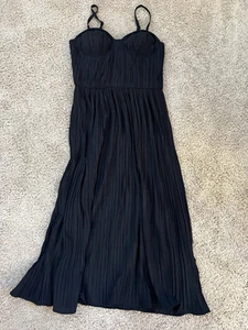 Women's DKNY Spaghetti Strap Balconette Accordion Pleated Maxi Dress Size 2 NWT - Picture 1 of 11