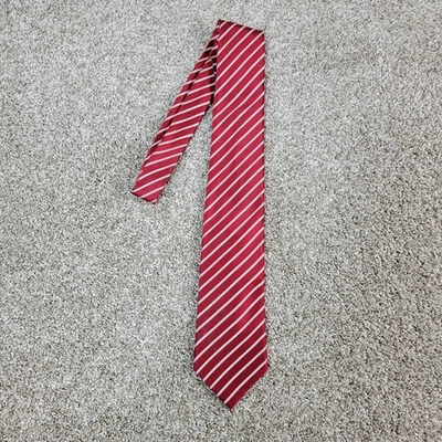 Галстук мужской Donald J Trump Signature Collection красный белый в полоску 58 дюймов 100% шелк - Изображение 1 из 4
