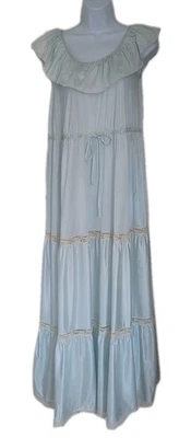 Vintage Gilead Light Blue Tiered Long Nightgown Size Small Babydoll Fairy * - Image 1 of 4