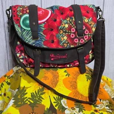 Bolso Mensajero Desigual Luna Rojo Jardín Cuero Expandible Floral Foto 1 de 4
