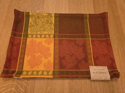 NWT Thanksgiving/Fall Grid Jacquard Placemats set of 4 - Image 1 of 2