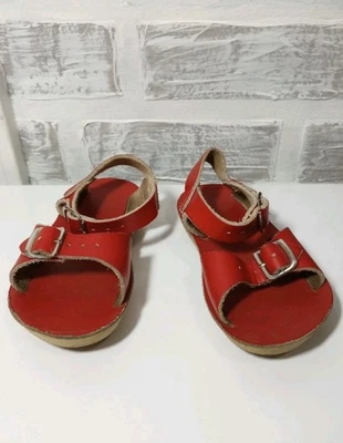 Sandalias Sun San Surfer Niño Pequeño Talla 6 Rojo Cuero Correas Ajustables Playa Verano Foto 1 de 4