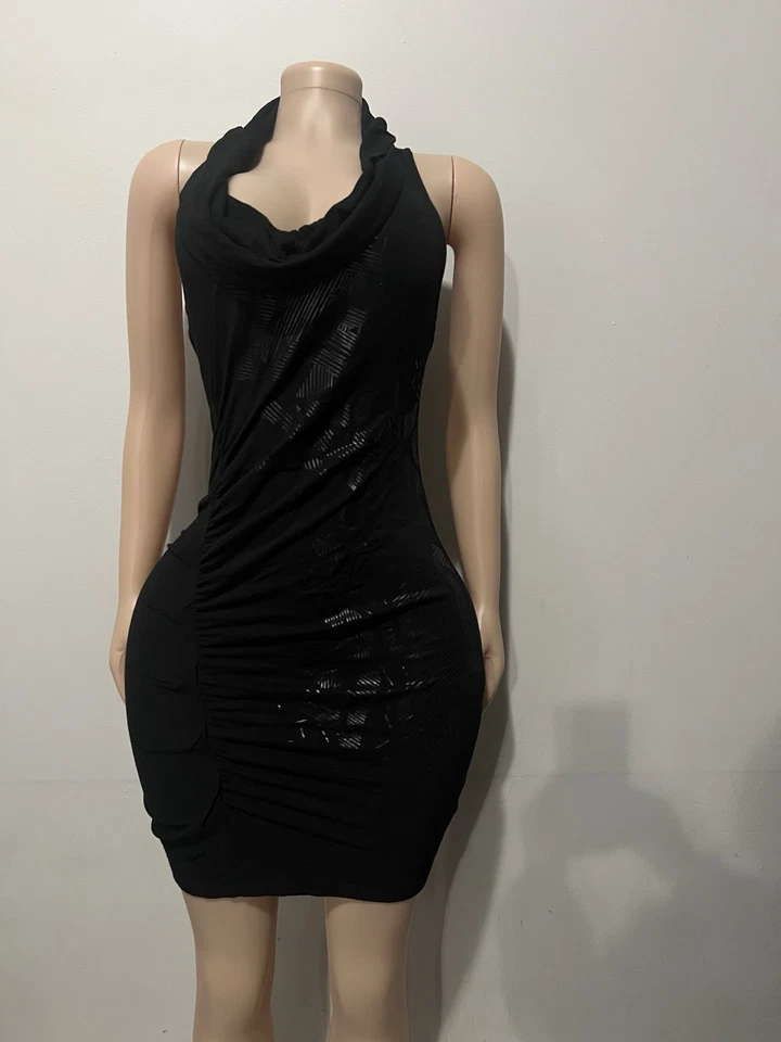 Vestido sin mangas Guess Los Angeles para mujer negro tejido elástico pulóver metálico XL Foto 1 de 4