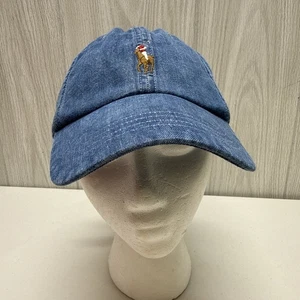 Polo Ralph Lauren Hat Cap Strap Back Embroidered Pony Mens One Size Denim - Picture 1 of 14