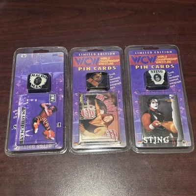 WCW Pin Cards Sting Macho Man Randy Savage The Giant WWF WWE Big Show - Image 1 of 2